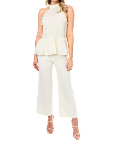 Julie Brown Ruffle Tank Top In Ivory Cream In White