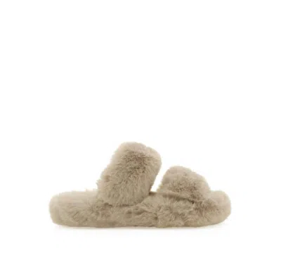 Billini Faux Fur Slippers In Tan In Brown