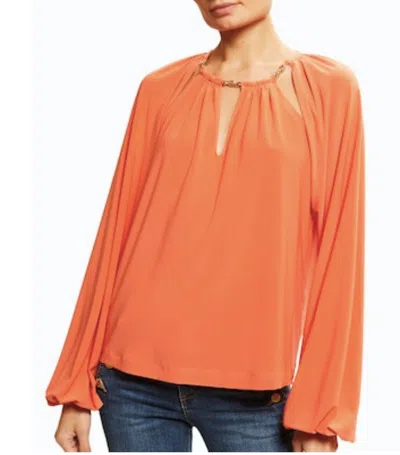 Ramy Brook Varinda Chain Neck Cutout Blouse In Poppy In Pink