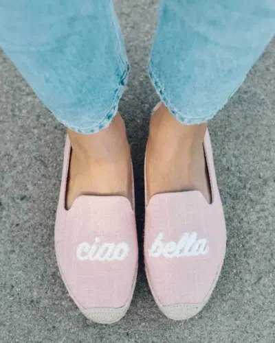 Soludos Ciao Bella Platform Smoking Slipper In Pink In Blue
