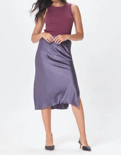 Lamade Dorit Silky Slip Skirt In Petrol In Purple