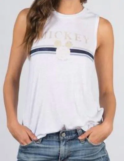 David Lerner Gold Mickey Muscle Tank In Blue In White