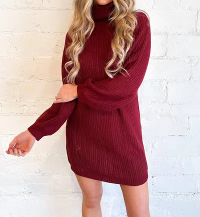 Idem Ditto Keep Cozy Turtleneck Sweater Dress In Crimson In Red