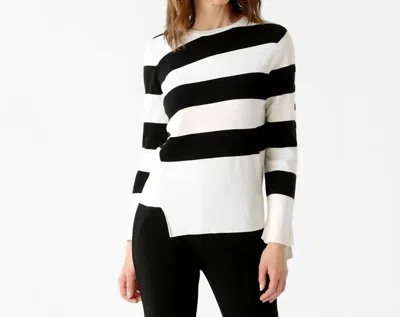 Lisette Valeria Striped Pullover In Black And White