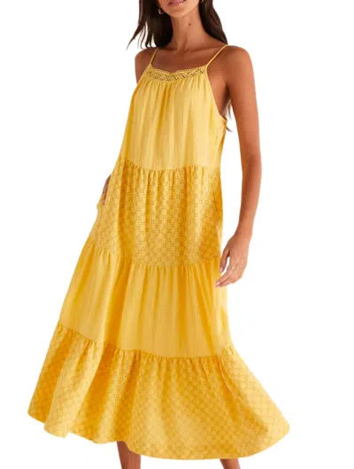 Z Supply Dalilah Eyelet Midi Dress In Yellow