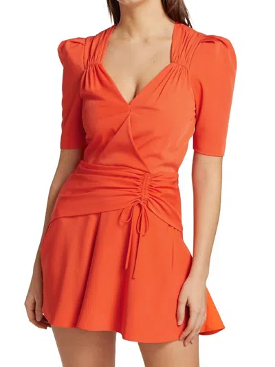 Jonathan Simkhai Lilit Puff-front Draped Mini Dress In Poppy In Orange