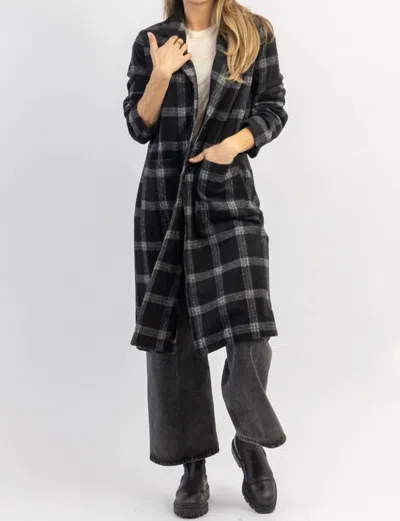 Dee Elly London Calling Plaid Trench Coat In Black + Grey