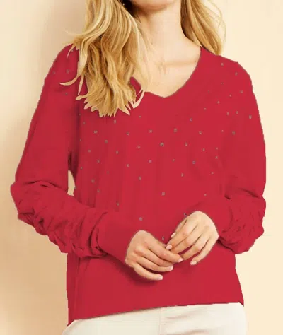 Nic + Zoe Women's Relaxed Glam Sweater In Chili Pepper In Red