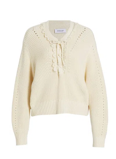 Derek Lam 10 Crosby Arif Lace-up Crewneck In Ivory In White