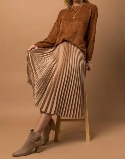 Gilli Satin Oatmeal Long Skirt In Oatmeal/gold In Beige