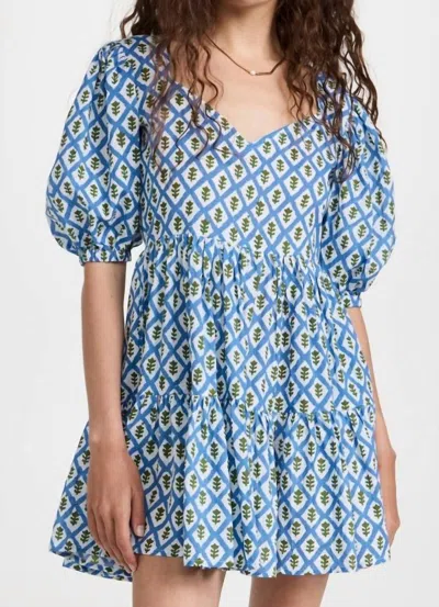 Mille Aneli Dress In Palm Trellis In Blue