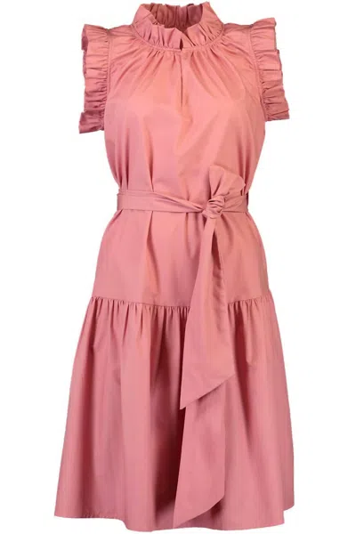 Christy Lynn Bardot Dress In Dusty Rose In Pink