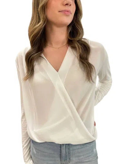 Wasabi + Mint Long Sleeve Surplice Top In Off White In Beige