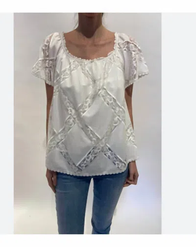 Johnny Was Big Sur Lace Blouse In White In Silver