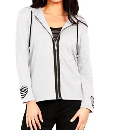 Angel Love Zip Hoodie In Silver In Grey