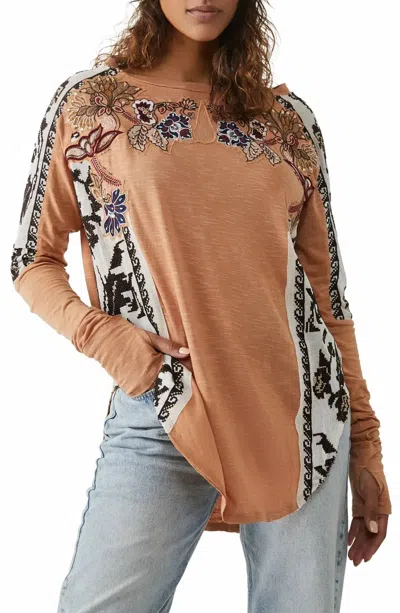 Free People Tall Tales Top In Golden Nugget Combo In Brown
