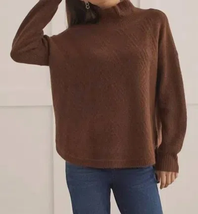 Tribal Long Sleeves Mock Neck Sweater In Chocolate In Brown