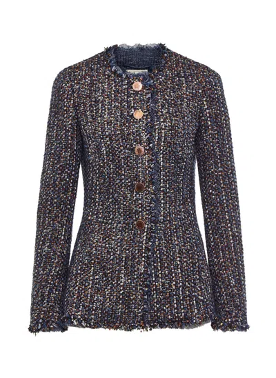Maison Common Sequin Detail Jacket In Blue In Multi