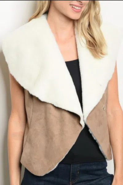 Rolypoly Sherpa Crop Jacket In Taupe In Beige