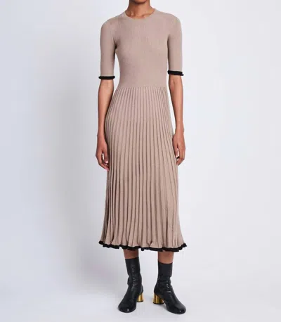 Proenza Schouler Ribbed-knit Silk-blend Dress In Beige