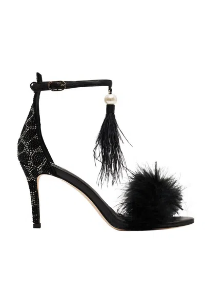 Camilla Feathered Heel In Solid Black