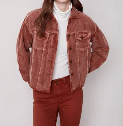 Charlie B Washed-out Corduroy Jacket In Cinnamon In Pink
