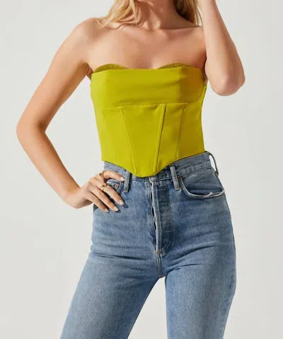 Astr Corset Shanna Top In Lime Green In Yellow
