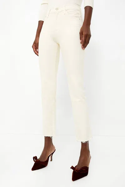 Mother High Waisted Rascal Ankle Fray Jean In Eggnog In Beige