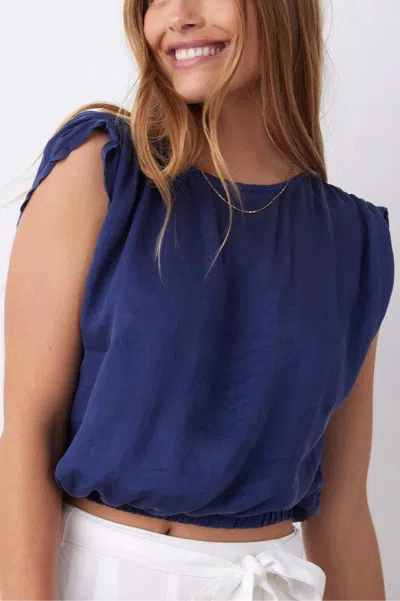 Bella Dahl Shirred Shoulder Keyhole Back Tee In Summer Night In Blue