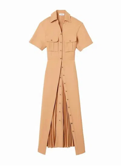 A.l.c Women Florence Raffia Tan Insert Pleated Skirt Midi Dress In Brown