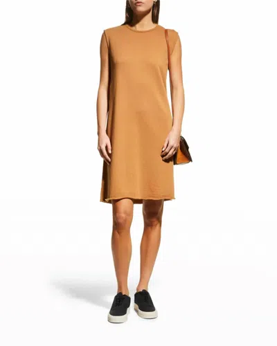 Eileen Fisher Lightweight Organic Cotton Terry Dress In Chestnut In Brown