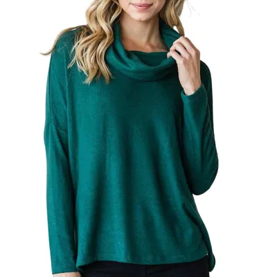 Cy Fashion Cowl Neck Sweater In Hunter Green In Blue
