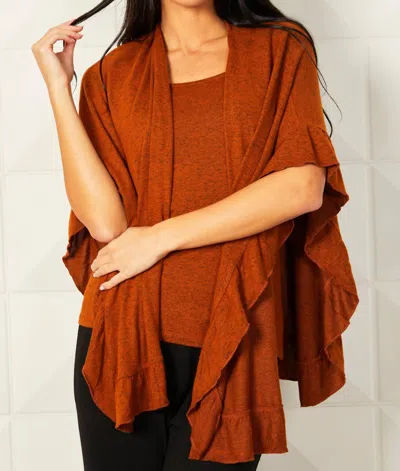 French Kyss Supersoft Ruffle Wrap In Spice In Orange