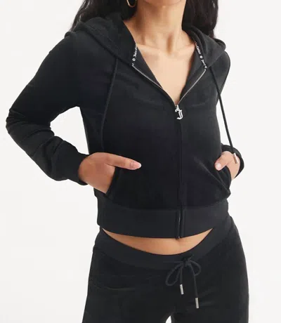 Juicy Couture Big Bling Velour Hoodie In Liquorice In Black