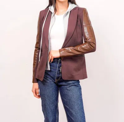 Central Park West Alexandra Dickie Blazer In Chocolate In Red