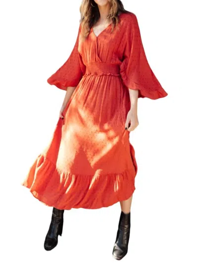 Mittoshop Sienna Swiss Dot Maxi Dress In Rust In Pink