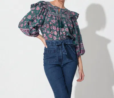 Cleobella Mylah Blouse In Jade Floral In Green