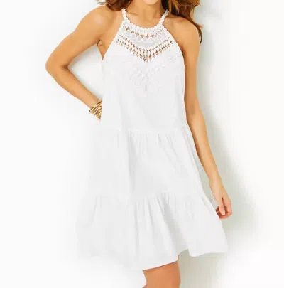 Lilly Pulitzer Britt Cotton Halter Dress In Resort White