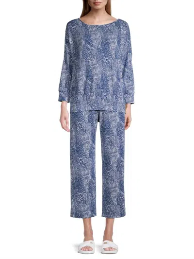 In Bloom Piper Collection Pajama Set In Blue Print