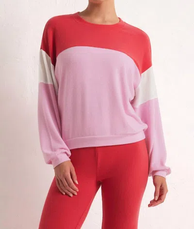 Z Supply Long Sleeve Top In Candy Red