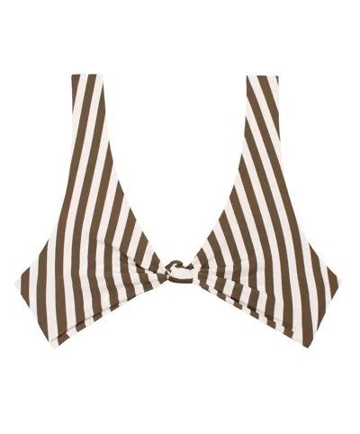 Mikoh Milos Top In French Stripe Walnut In Brown