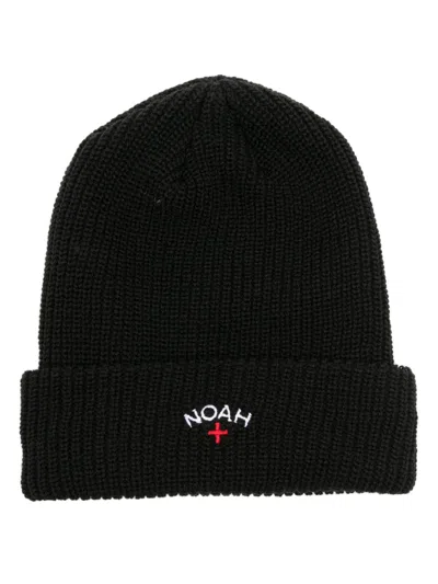 Noah Ny Core Logo-emgbroidered Beanie In Black