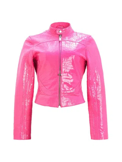 Retroféte Brynn Leather Jacket In Paradise Pink