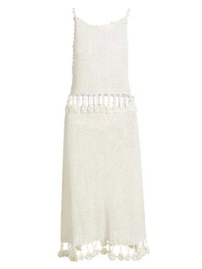 Bode Women's Posy Cotton-linen Crochet Dress In Cream
