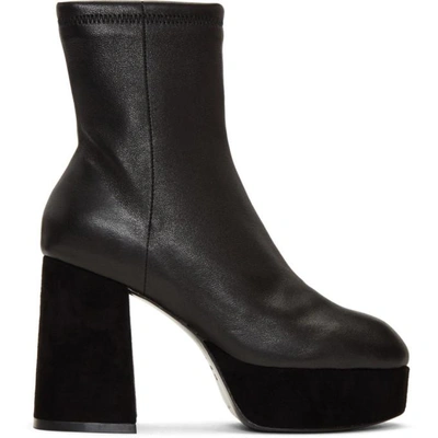 Opening Ceremony Carmen Stretch Leather Platform Booties In Black