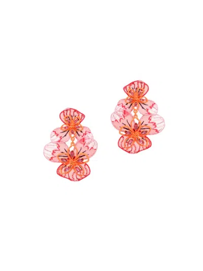 Mignonne Gavigan Women's Rehana 14k-gold-plated & Mixed-media Flower Drop Earrings In Orange Multi