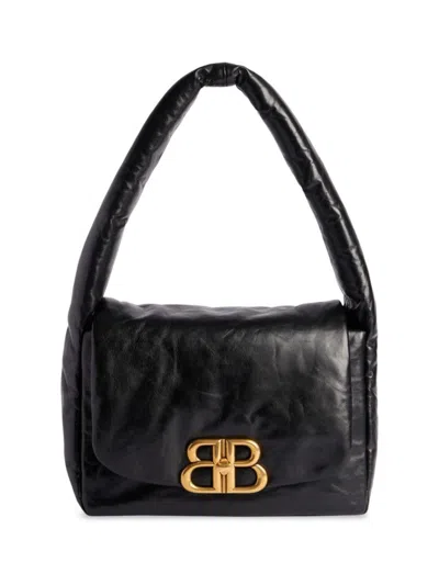 Balenciaga Monaco Small Leather Shoulder Bag In Black