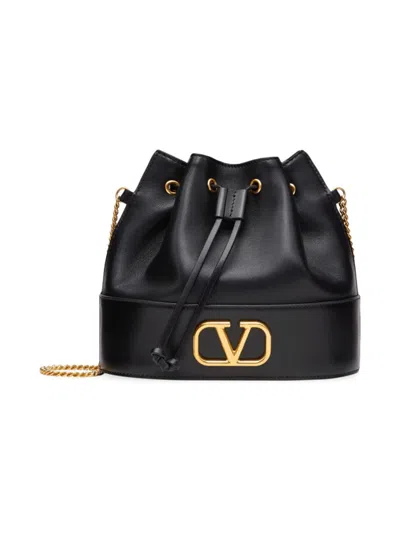 Valentino Garavani Mini Bucket Bag In Nappa With Vlogo Signature Chain Woman Black Uni