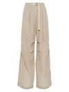 Brunello Cucinelli Belted Cotton-organza Trousers In Dove Grey