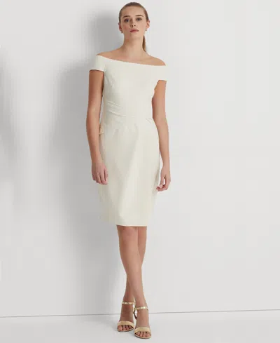 Lauren Ralph Lauren Women's Off-the-shoulder Dress In Winter Cream